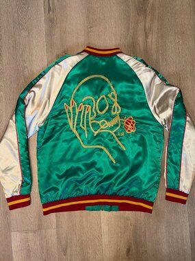 Urban Outfitters Embroidered Satin Skull Bomber - Medium